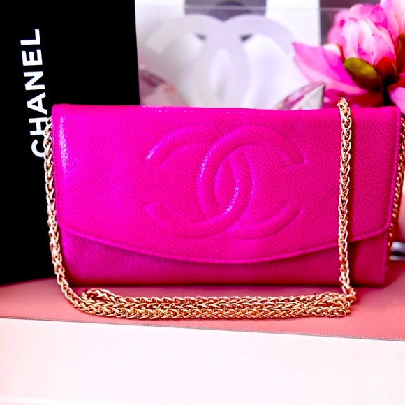 CHANEL Handbags - PINK Chanel Timeless Caviar Double Flap Clutch